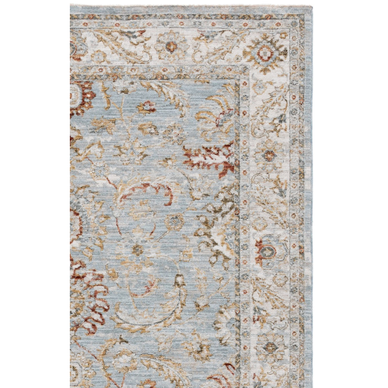 Tapis oriental en polyester bleu / beige Xanthi, Rectangle 4 pi x 6 pi