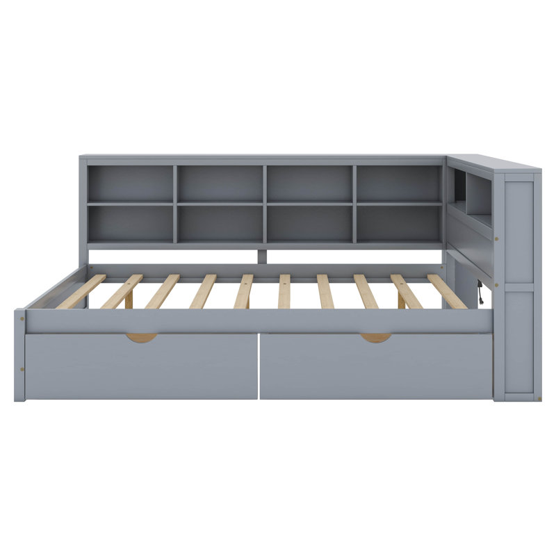 Clippard Wooden Daybed With 2 Drawers, Gray