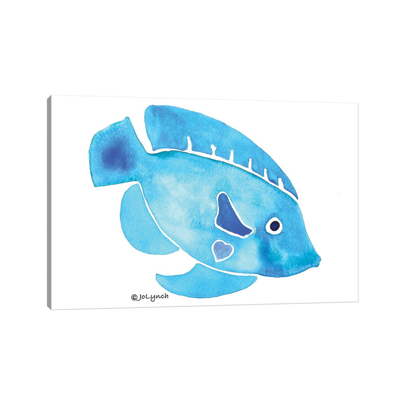Fish Blue by Jo Lynch - Wrapped Canvas Gallery-Wrapped Canvas Giclée, 20.32cm H x 30.48cm W