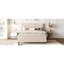 Beige Linen Fabric Upholstered Platform Bed With Brick-Pattern Headboard And Extendable Twin Trundle Brick Pull-Out In