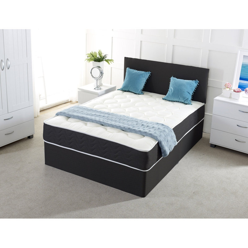 Barris Pocketsprung Divan Bed Set, Small Single (2'6), 2 Drawers, Black