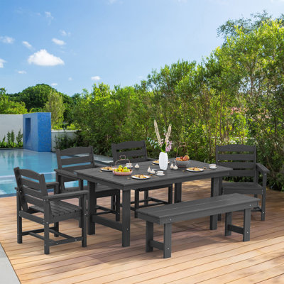 Barrera High Density Polyethylene Outdoor Dining 6-Piece Set