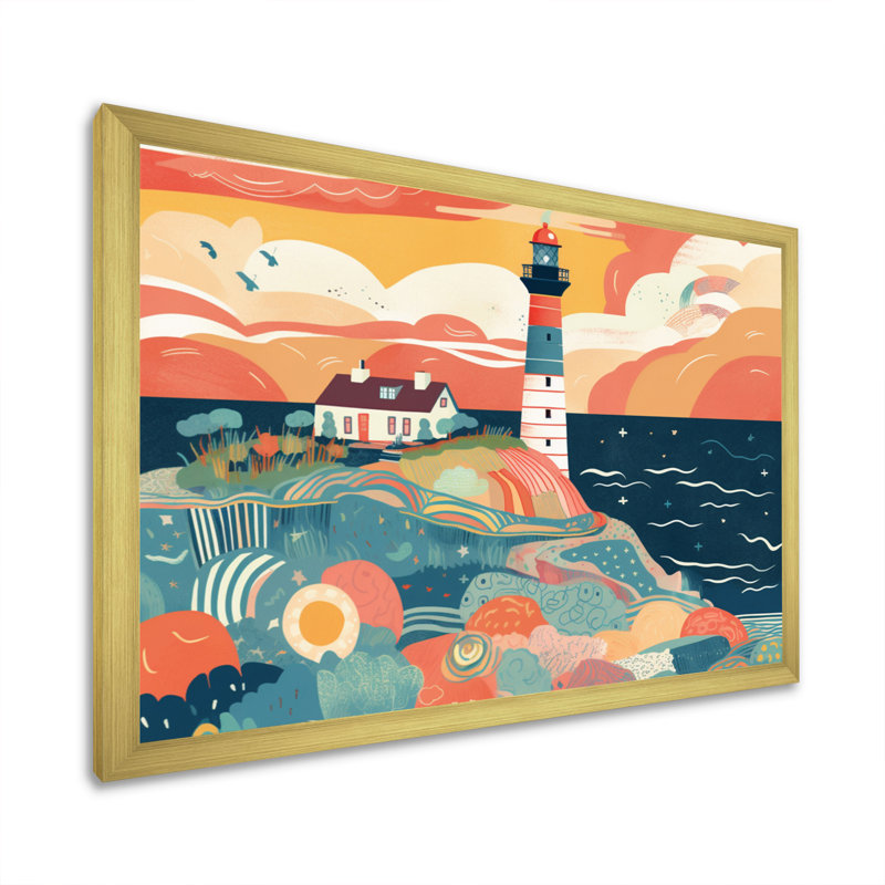 Phare côtier III, H 24 po x l 32 po x P 1 po, Encadrement doré