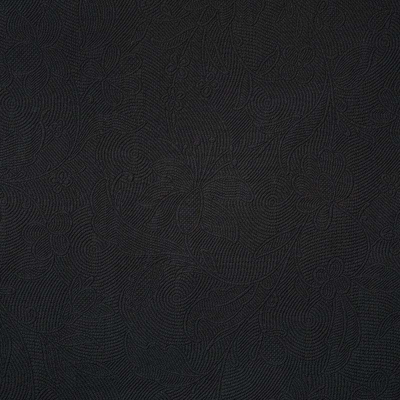 Tissu matelassé à volutes matelassées, Pitch Black