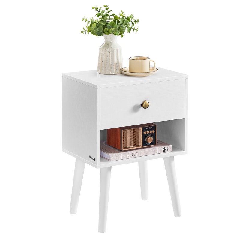 Phoenixville 39cm W Manufactured Wood Bedside Table, White