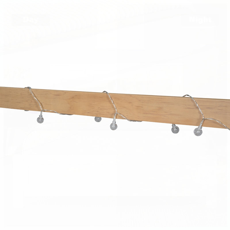 Lit en bois avec fenêtre, clôture et éclairage Anyri, Naturel