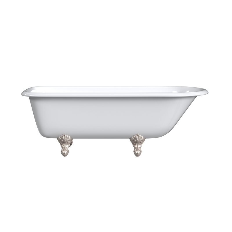 61'' L Soaking Bathtub, Polished Nickel, White Interior with White Exterior
