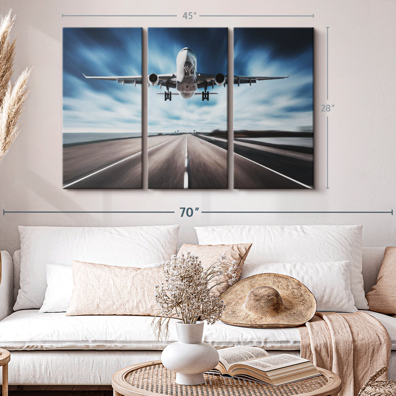 "Avion de piste" sur toile, H 28 po x l 45 po x P 1,25 po