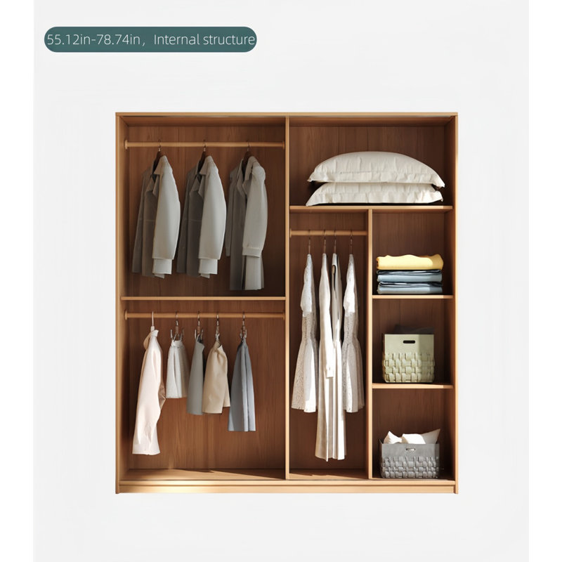 Simple Modern Log Style Push Pull Wardrobe, 78.74" H x 86.61" W x 23.62" D