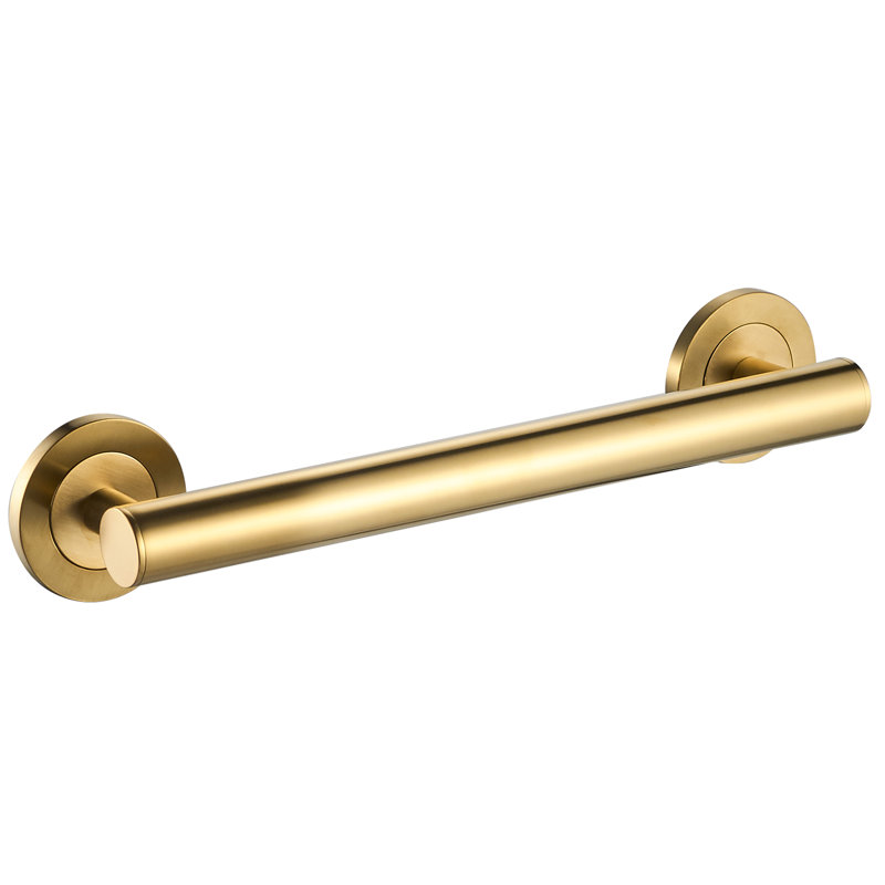 12" Wall-Mounted Lava Grab Bar - Brushed Gold, Premium Brass Construction, Installation Hardware Included, 12" W