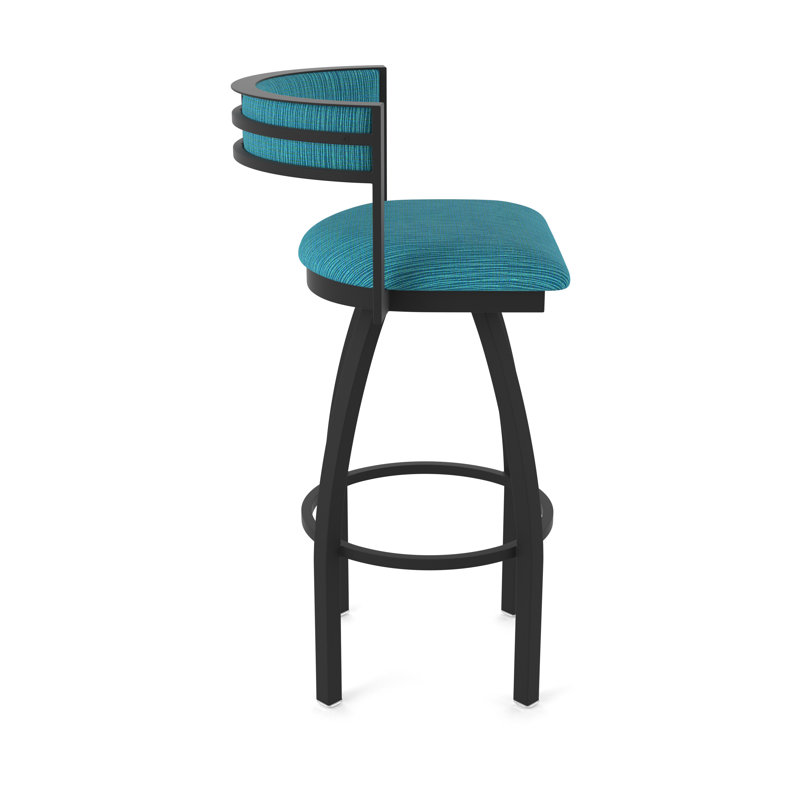 Tabouret Artémis, Noir froissé, Tabouret de bar (siège d'une hauteur de 30 po), Tissu - marée graphique