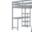 Lit mezzanine double gris avec garde-robe et tablettes de bureau-706836275