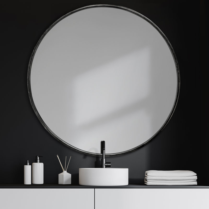 Miroir décoratif Ashcraft, 47,2 po x 47,2 po, Noir