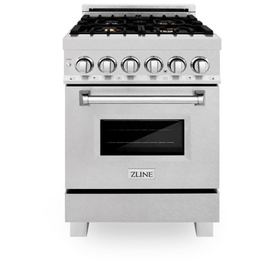 Cuisinière à double combustible ZLINE de 24 po avec 4 brûleurs en laiton en acier inoxydable DuraSowemD de ZLINE (RAS-SN-BR-24)