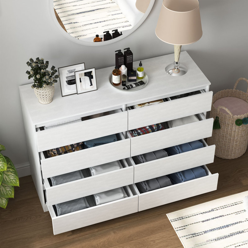 Commode double 8 tiroirs, Blanc