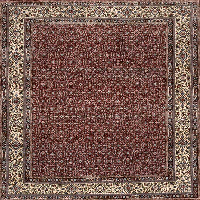 Tapis traditionnel gris / ivoire, Carré 4 pi