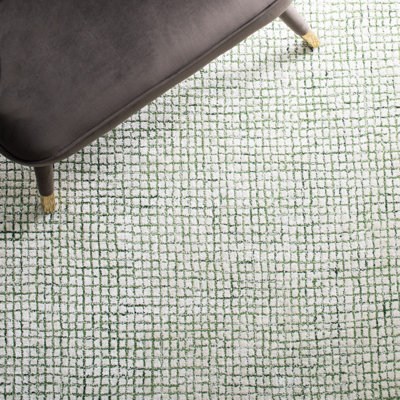 Rowe Ivory Green Hand-Tufted Abstract Rug