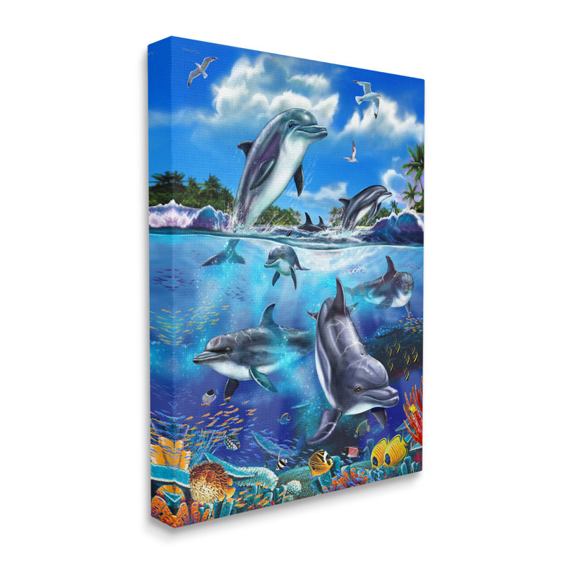 «Au-486», toile «Sea Life Scène sur toile» par Interlitho, peinture, H 20 po x l 16 po x P 1,5 po