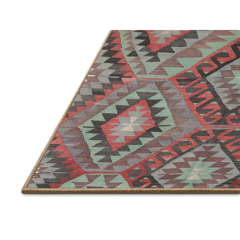 Tapis contemporaine rouge/noir/gris, Rectangle 8 pi x 12 pi