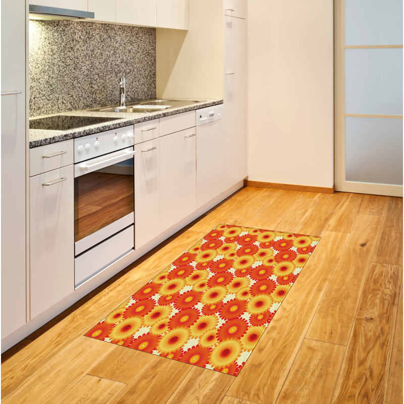 Tapis décoratif orange à haute densité de fibres longues en polyester, Rectangle— 4 pi x 5 pi 8 po