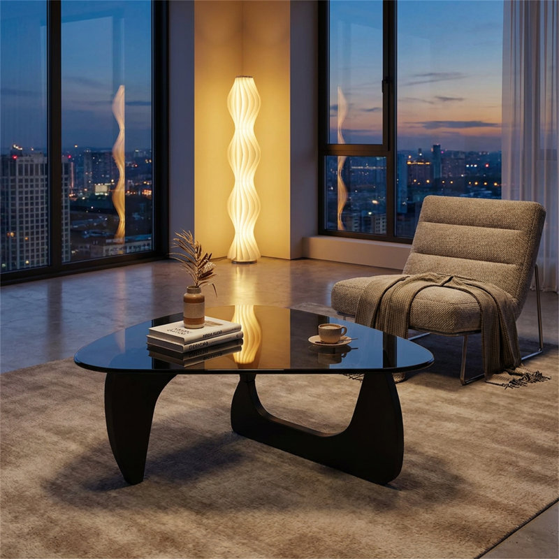 Table basse 31,5 "en verre trempé, Black+Grey glass