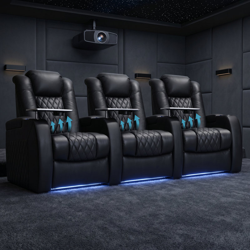 Fauteuil de jeu inclinable 91,78 po à trois moteurs en cuir Geniue