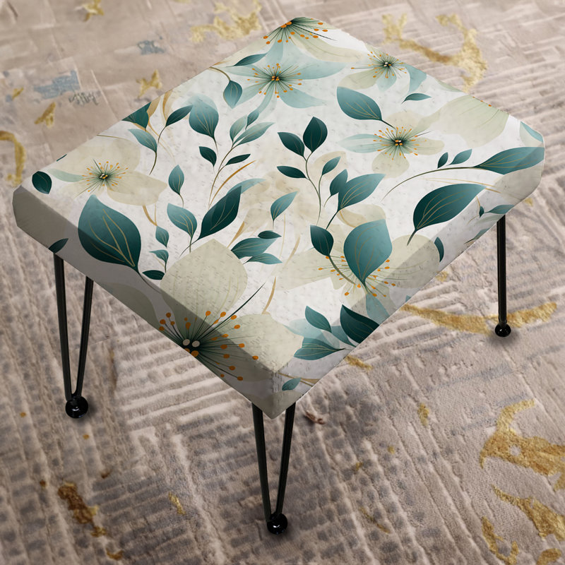 Repose-pieds bleu sarcelle et ivoire Coastal Elegance