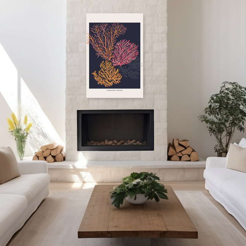 Art contemporain, art mural nature océan, 48" H x 32" W