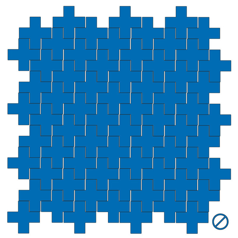 Décalcomanie murale à motifs croisés suisses, H 6 po x l 6 po x P 0,01 po, Bleu azur
