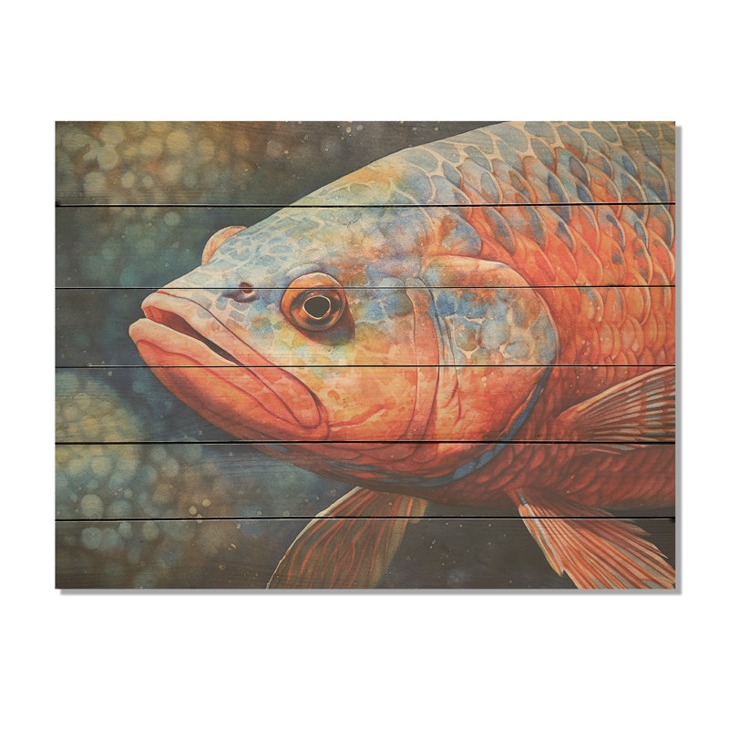 «Underwater Fish Fantasy I», art mural en bois de poisson sur bois de pin naturel, H 10 po x l 20 po