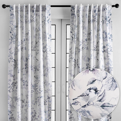 Maison d'Hermine Equinoxe - Blue 100% Cotton Set of 2 Curtain - 50" x 96"
