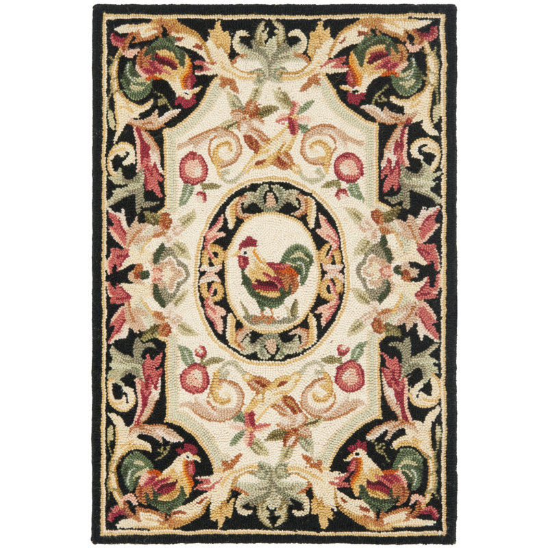 Tapis floral en laine crocheté à la main Chelsea, Rectangle 1 pi 8 po x 2 pi 6 po