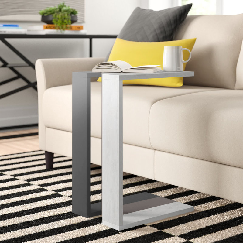 Madelyn Modern Compact C Shape Side Table, Anthracite/Light Mocha
