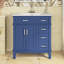 Meuble-lavabo bleu 30 po avec lavabo en céramique, portes à fermeture douce, tiroirs profonds et standards, idéal pour les petites salles de bain-129673008