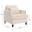 Fauteuil en chenille Denzal avec accoudoirs carrés, coussin décoratif et pieds en bois-730543198