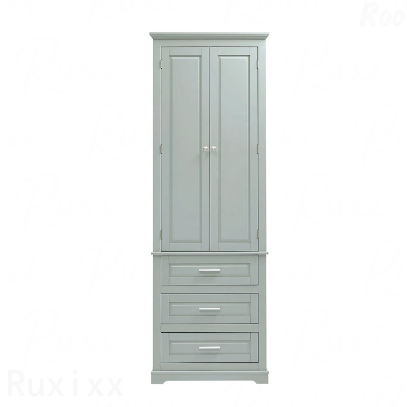 Tall Storage Cabinet With Three Drawers For Bathroom/Office, Grey, Gray