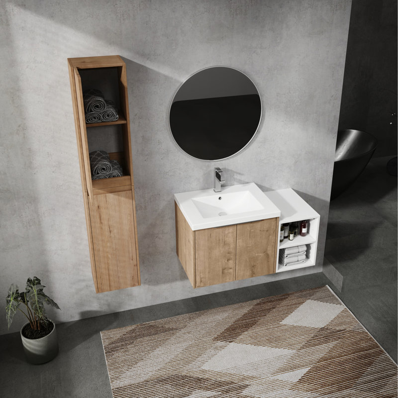 Meuble-lavabo moderne avec lavabo et armoire latérale - 36 po de rangement mural, 36"
