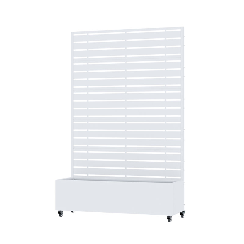 Jardinière rectangulaire en métal avec treillis pour plantes grimpantes H 72 po x l 47 po, Blanc