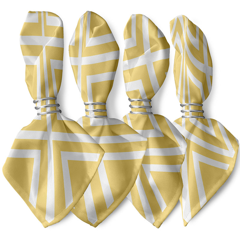 Laronica Polyester Geometric Square Napkin, Yellow