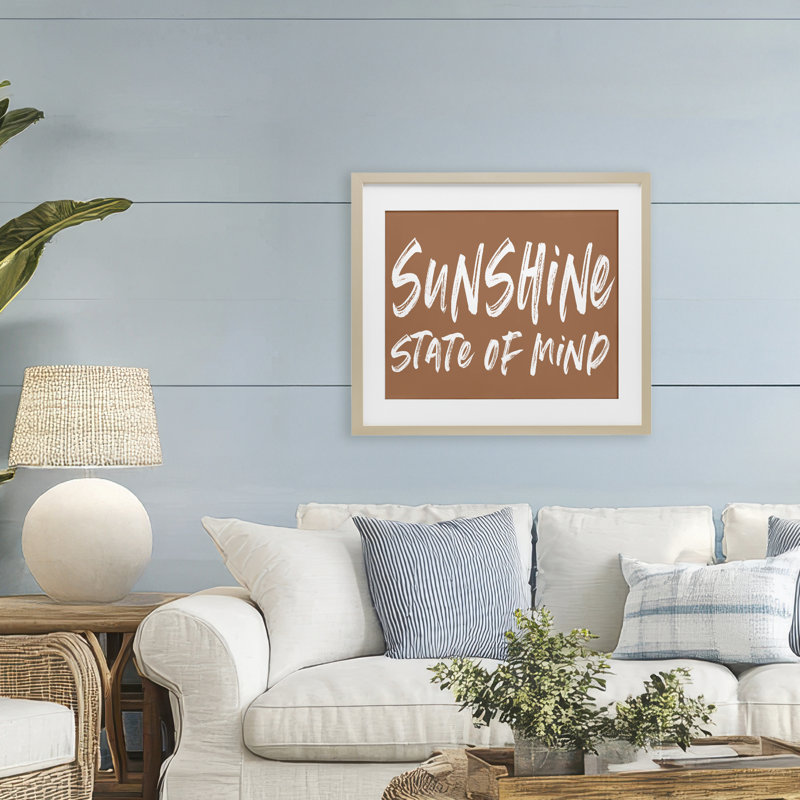 «Summery Sunshine State Of Mind», reproduction d'art encadrée sous verre, H 17 po x l 21 po, Cadre de récolte en pin