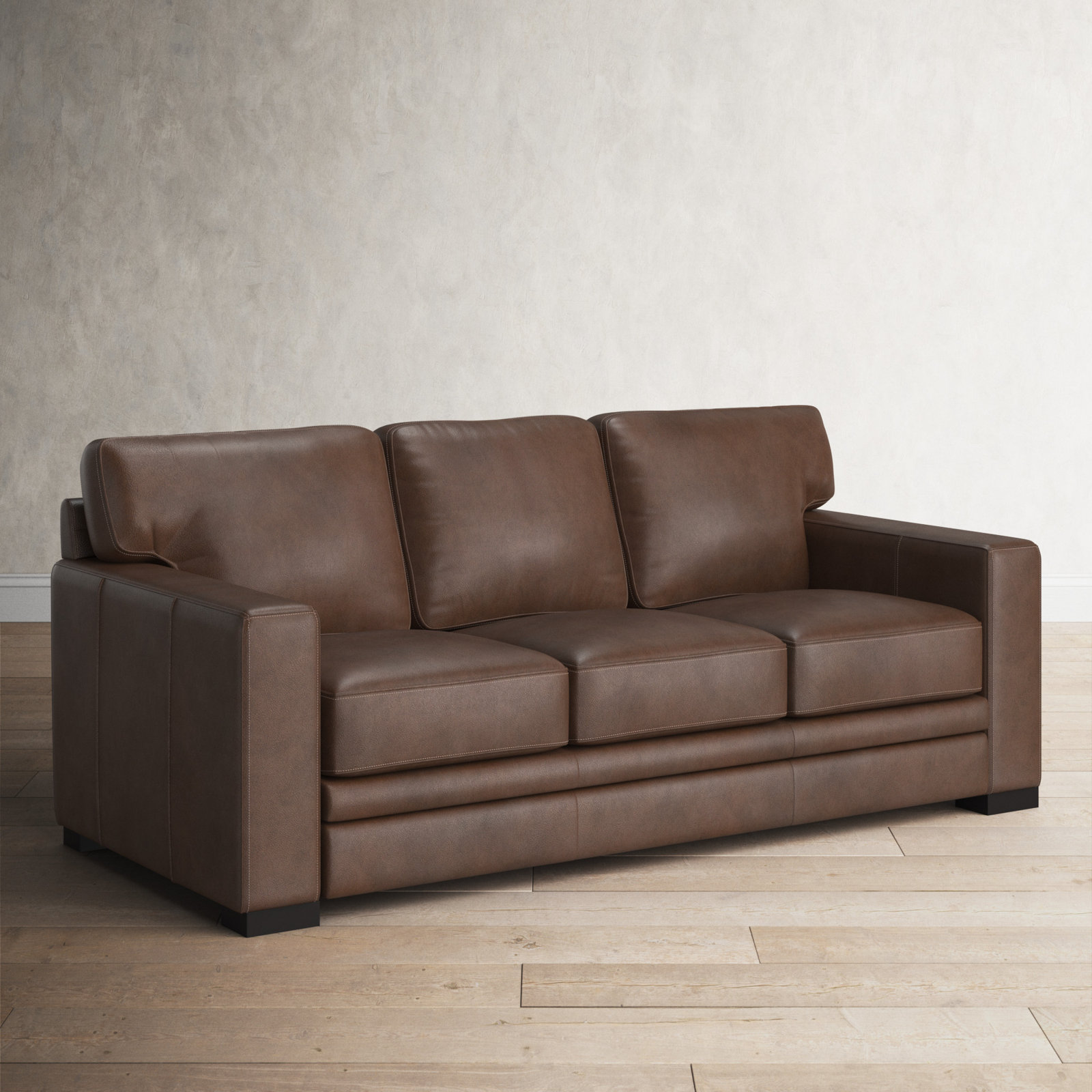 83'' Upholstered Sofa, Brown Top Grain Leather