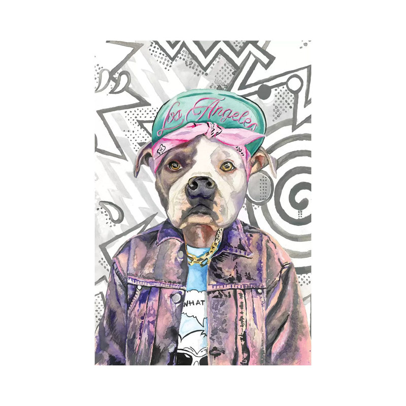 «What up Dog» par Heather Perry, reproduction d'art sur toile tendue, H 26 po x l 18 po x 1,5 po