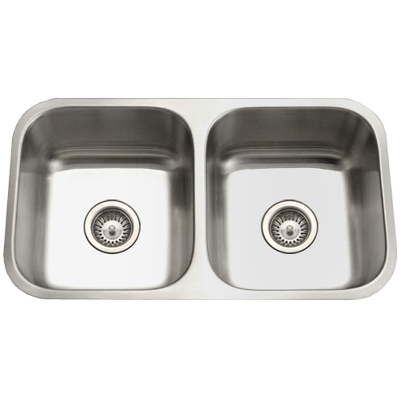 Eston 31.13'' L Double Bowl Stainless Steel Kitchen Sink