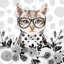 Geek Cat - Illustrative Feline Matted Print for Home Decor-2024114934