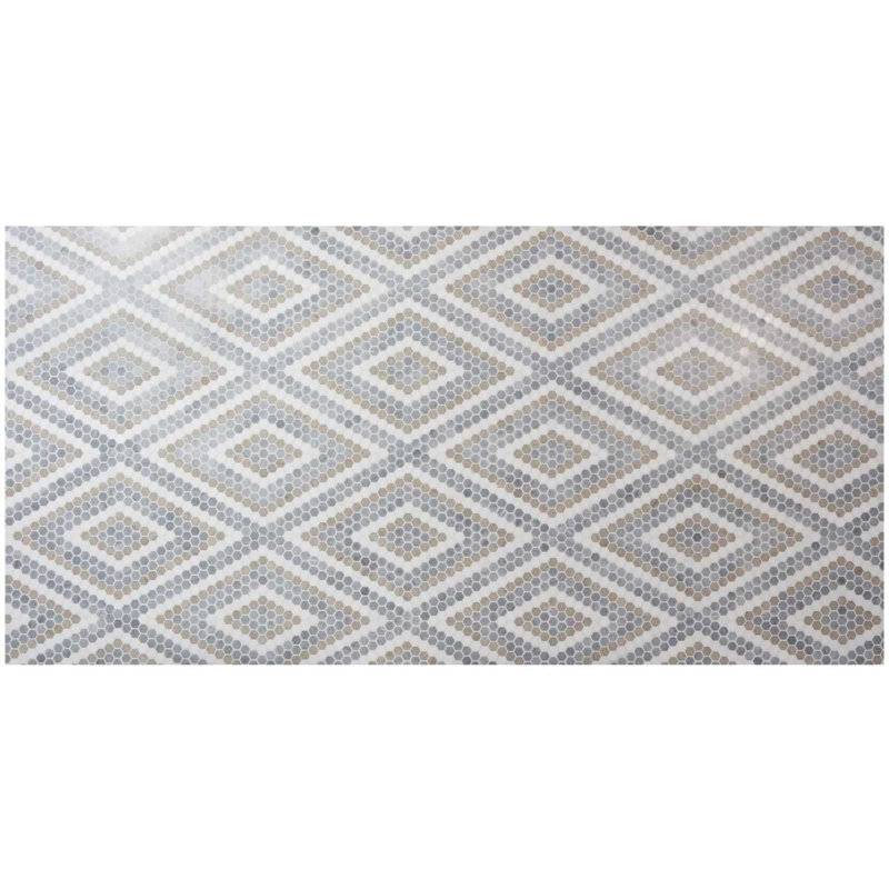 Juno 1" Diamond Hexagon Polished Marble Mosaic, Beige/Gray