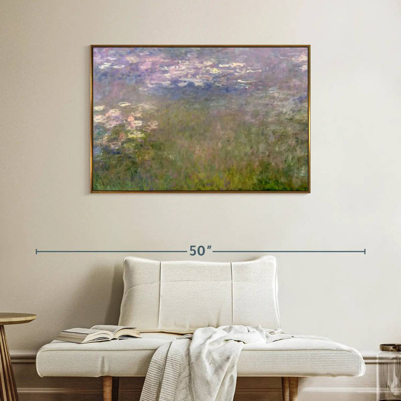 Nymphéas VI, Cadre flottant doré, 40 po x 27 po