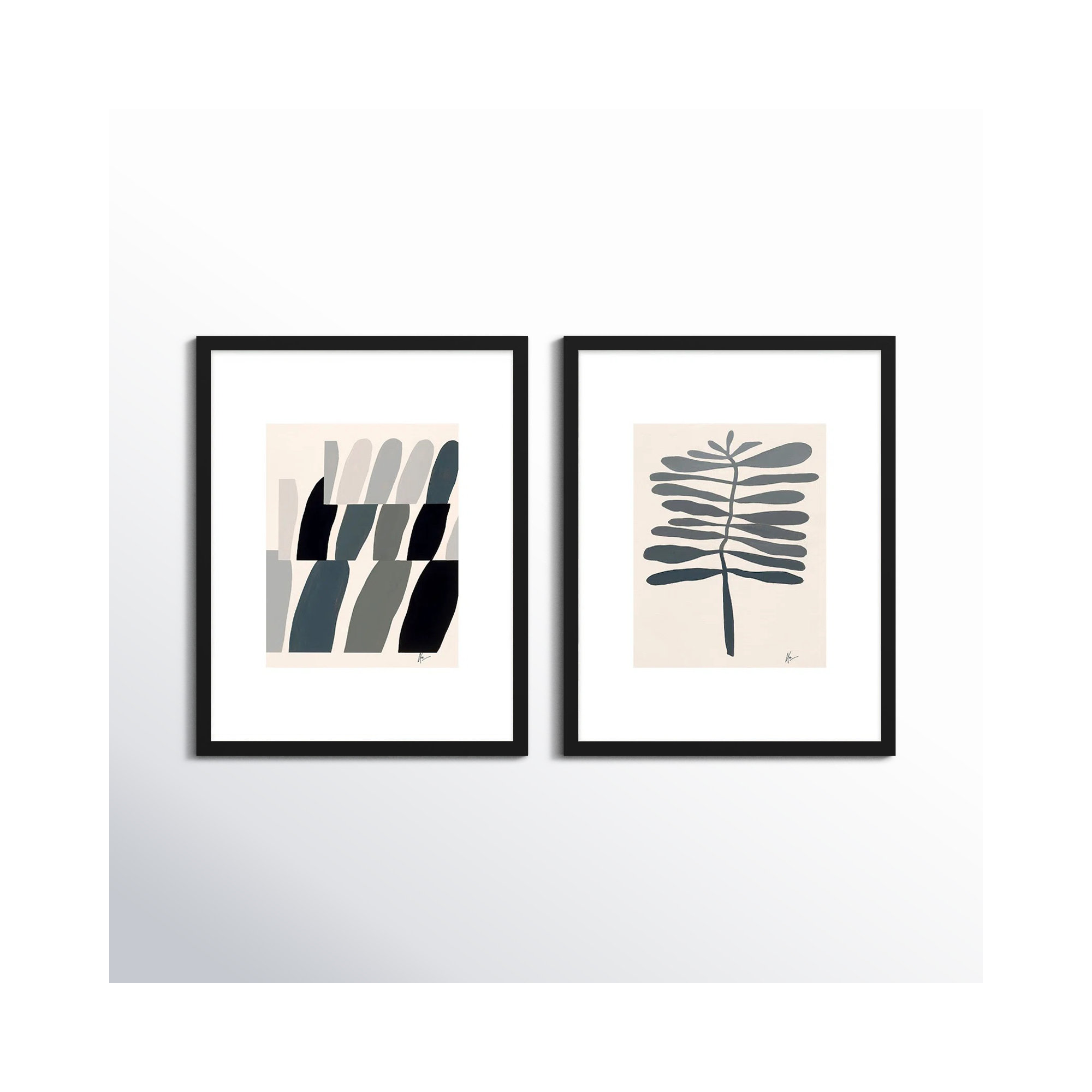 Flora 1&2 by Lee Lessem, 38" H x 60" W x 1.25" D, Black Framed