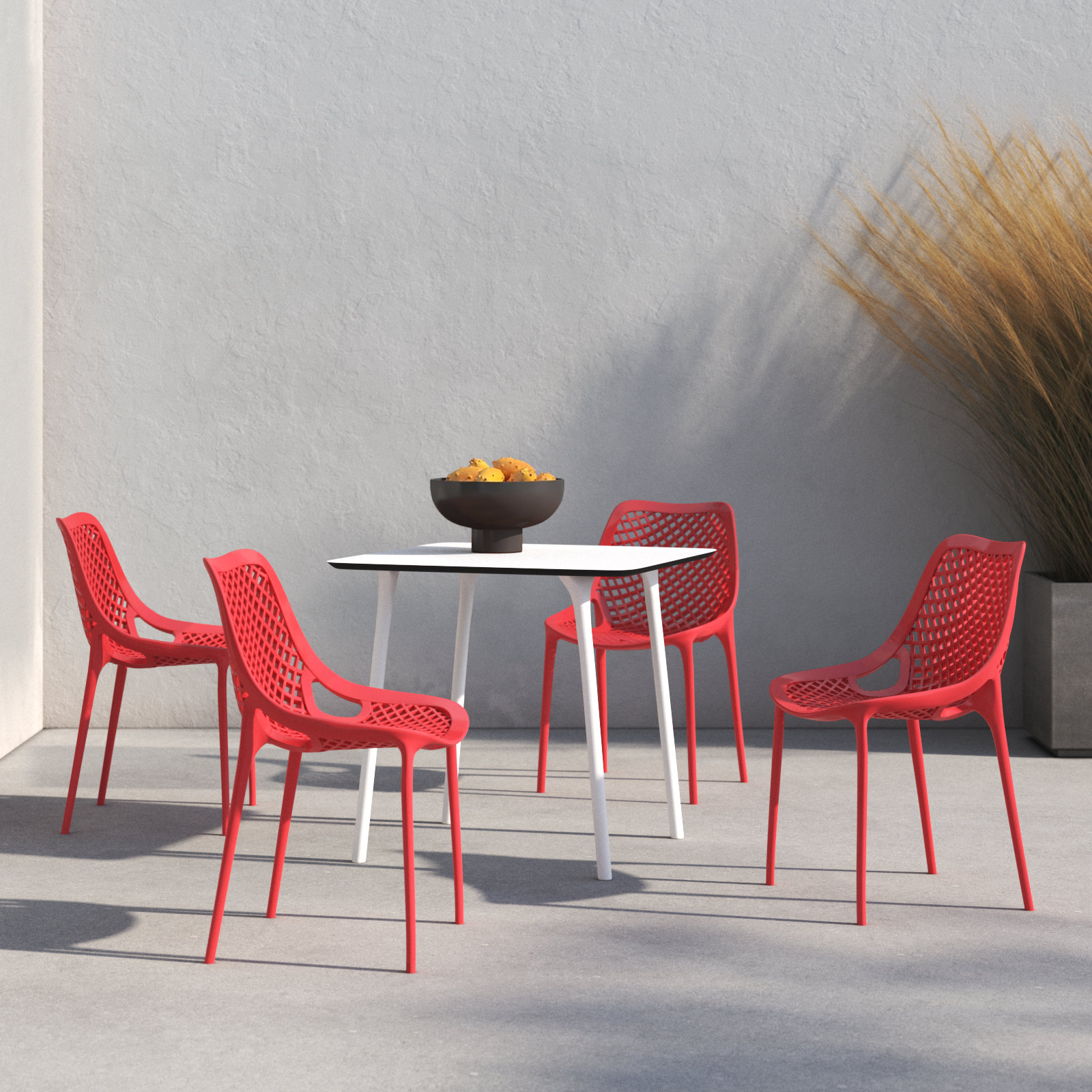 Farrah 31" Patio Dining Set, White/Red
