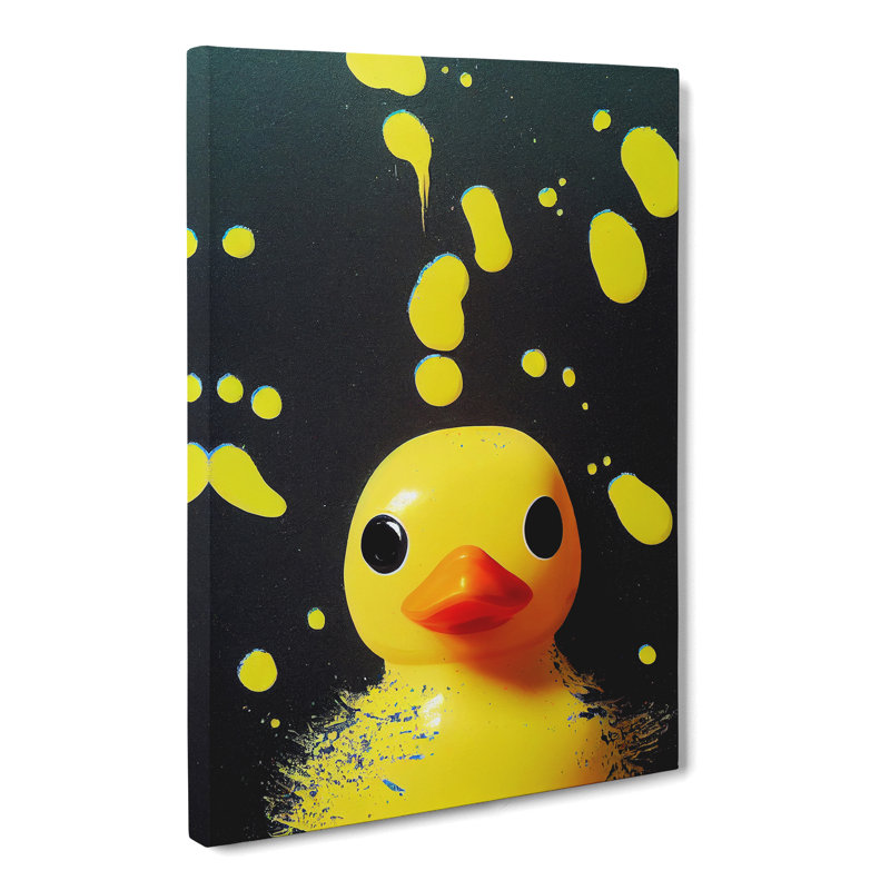 Rubber Duck Splatter - Wrapped Canvas, 50cm H x 35cm W x 3cm D