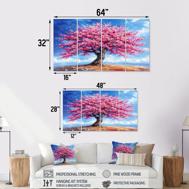 Décoration murale 4 pièces Timeo - Sycomore, H 32 po x l 64 po